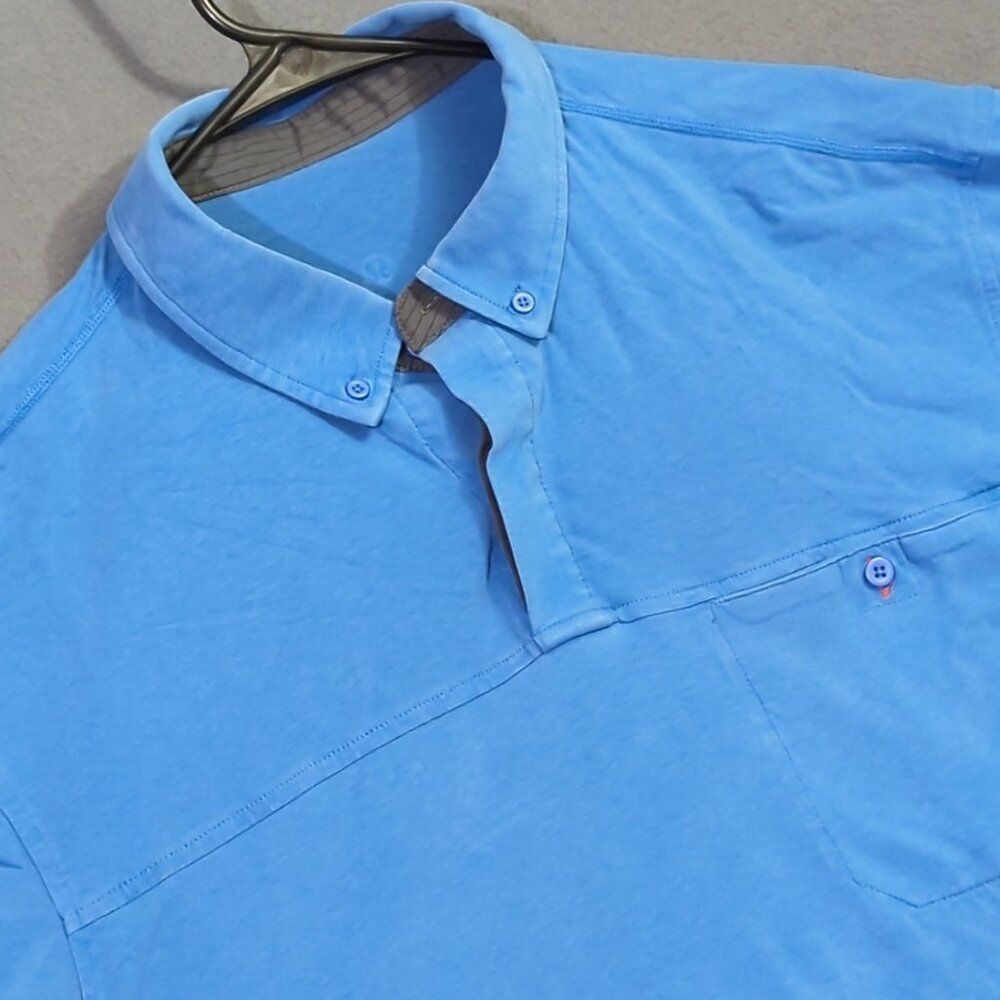 Lululemon Shirt Men's XL (estimated) Blue Short Sleeve Polo